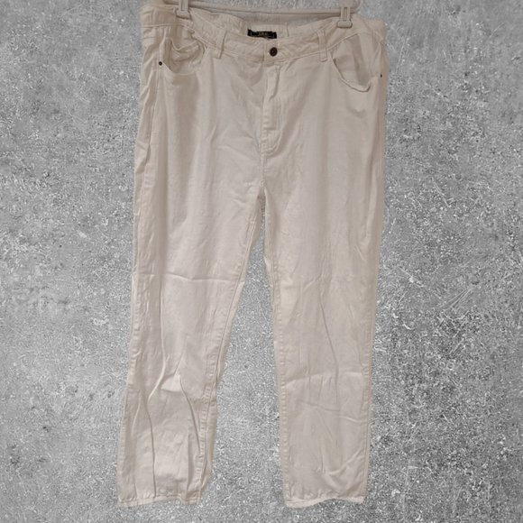 Lucky & Blessed L&B Womens 24 White Distressed Straight Leg Stretch Jeans 44x32 - Picture 1 of 11